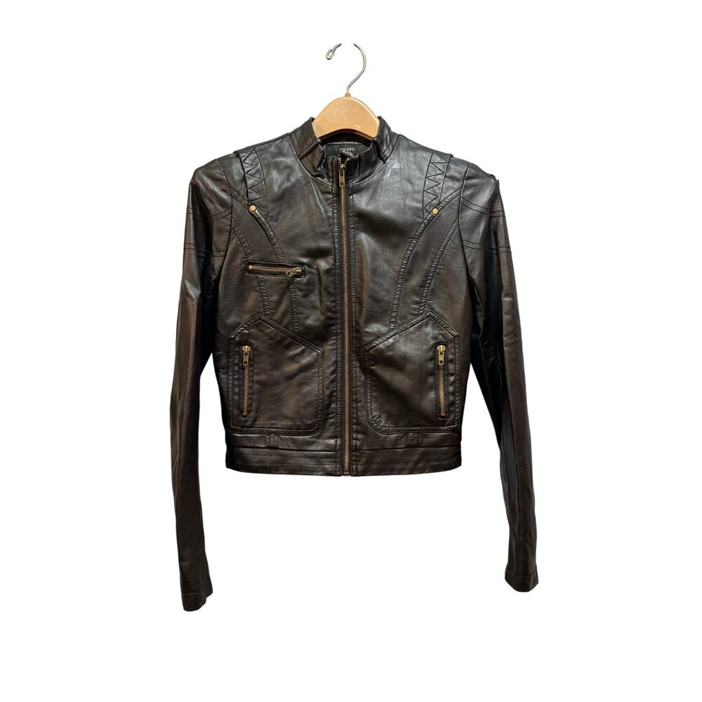Forever 21 black faux leather motorcycle jacket size small